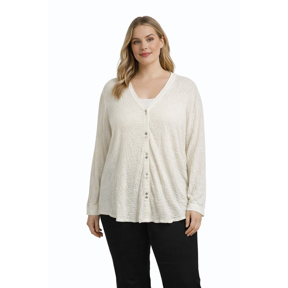 Soft Surroundings Long Sleeve Button Front Blouse Minimalist Boho Womens Size 1x